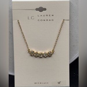 LC Lauren Conrad Gold Floral Crystal Necklace 16 inch